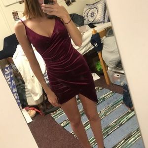 Sexy magenta velvety party dress